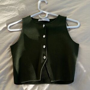 Zara Forest Green Cropped Vest